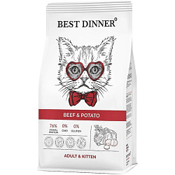 Best Dinner Sensible Adult & Kitten Beef & Potato сухой корм для котят с 1 месяца и взрослых кошек с говядиной и картофелем 1кг Best Dinner Sensible Adult & Kitten Beef & Potato сухой корм для котят с 1 месяца и взрослых кошек с говядиной и картофелем 1кг