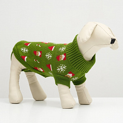 Свитер для собак "Санта в снегу" размер M (ДС 30, ОШ 27, ОГ 40 см) зелёный   9077896
