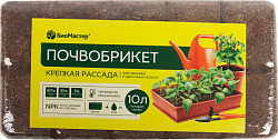 Грунт  БиоМастер Торфобрикет Крепкая рассада с гидрогелем 10л 