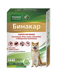 Бинакар для собак капли на холку 5-10кг (4 пипетки 1мл)