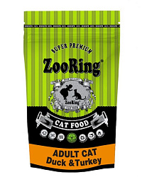 ZooRing Adult Cat Duck & Turkey корм сухой для взрослых кошек с уткой и индейкой 1,5кг