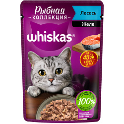 Whiskas Рыбная коллекция консервы для кошек с лососем в желе 75гр