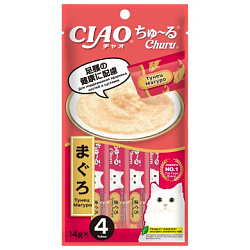 INABA Ciao Churu Лакомство для кошек Пюре Тунец магуро для здоровых костей и суставов 14г