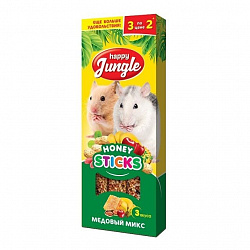 Лакомство для мелких грызунов Happy Jungle Палочки медовый микс 3шт J211
