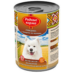 Родные корма влажный корм для собак говядина с овощами по-казацки 970гр