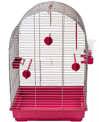 Клетка для птиц КЕША ECO,шаг прута 12мм,42*30*65(+поилка,кормушка,жердочки) рубиновый