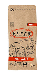 P.E.P.P.O Adult Mini Корм сух для собак взрослых мелких пород с говядиной 1,5кг