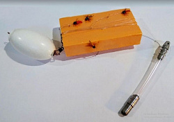 Снасть Тирольская палочка в сборе на одинарном крючке №14  4 мокрые мухи