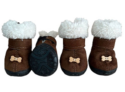 Унтики для собак Косточка мех шоколад размер 1 PetFashion