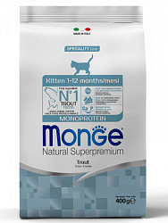 Monge Cat Speciality Line Monoprotein Kitten корм сухой для котят и беременных кошек с форелью 400гр