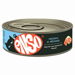 Enso Basic консервы для кошек, полнорационный, профилактика МКБ, с лососем и яблоком, паштет 100гр