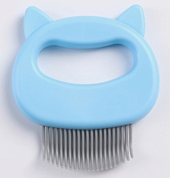Расчёска для шерсти с загнутыми пластиковыми зубцами Пижон 21 зубчик 10*9см голубая   