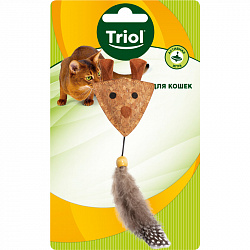 Игрушка для кошек из пробки Мышка с перьями 65/180мм Triol