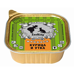 ZooRing консервы для кошек взрослых всех пород с курицей и уткой паштет 100гр