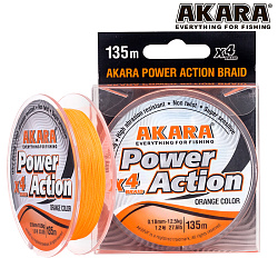 Шнур Akara Power Action X-4 135м Orange 0,18мм