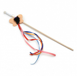 Дразнилка для кошек Верные Друзья "Удочка Фетровая бабочка с норкой и лентами" 50 см