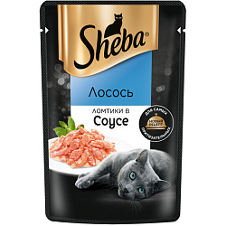 Sheba влажный корм для кошек ломтики с лососем в соусе 75гр