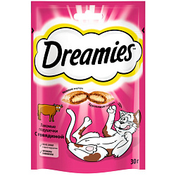 Dreamies лакомые подушечки лакомство для кошек с говядиной 30гр