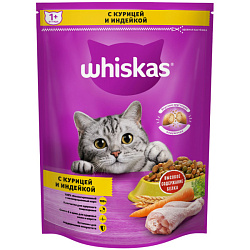Whiskas корм сухой для кошек с нежным паштетом Аппетитное ассорти с курицей и индейкой 800гр
