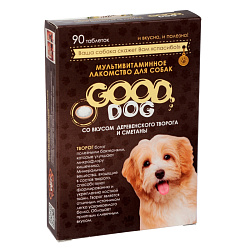Мультивитаминное лакомство Good Dog 90т творог и сметана