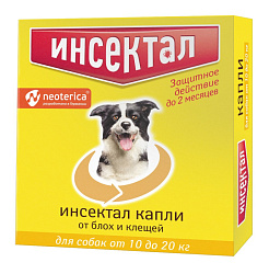 Инсектал для собак капли на холку 10-20кг (1 пипетка)