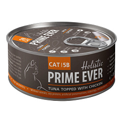 Prime Ever 5B консервы для кошек с тунцом и цыпленком в желе 80гр