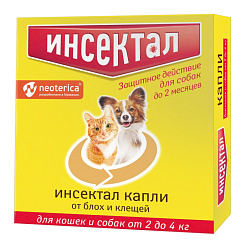 Инсектал для кошек и собак капли на холку 2-4кг (упак. 1 пипетка)