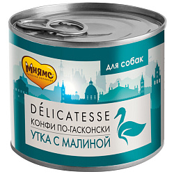 Мнямс Delicatesse "Конфи по-гасконски" консервы для собак паштет из утки с малиной 200гр
