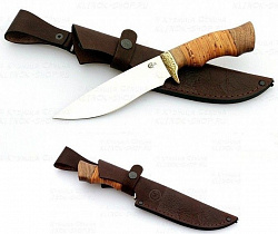 Нож "Близнец", ст.65х13, береста, литьё
