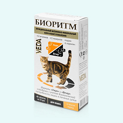Биоритм для кошек функциональный витаминно-минеральный комплекс с курицей 48тб