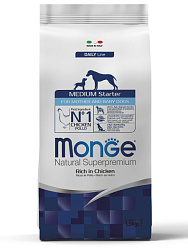 Monge Dog Daily Line Medium Puppy Starter корм сухой для щенков средних пород из курицы 1,5кг
