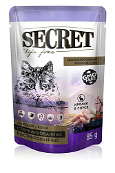 Secret life force влажный корм для кошек стерилизованных кусочки в соусе с кроликом 85гр