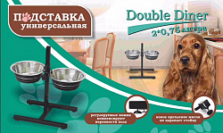 Миски+подставка регулируемая 2*750мл Double Diner 3100В (черные)