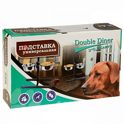 Миски+подставка регулируемая 2*750мл Double Diner 3100В (белые)