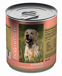 Dog Lunch консервы для собак с ягненком, потрошками и рисом в желе 750гр
