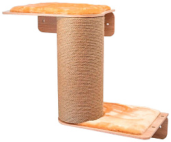 Когтеточка настенная Паркур - Дуб Сонома с 2-мя полками и толстой трубой, 75*34*h66см (ЛДСП,джут) 8479дуб