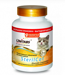 Unitabs SterilCat с Q10 для кошек стерилизованных/кастрированных котов 200тб 