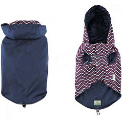 Ветровка для собак №1 Favorite с капюшоном двусторонняя темно-синяя XL 51см 