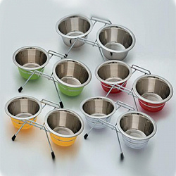 Миски+подставка нерегулируемая металлические 2*240мл цветная 3000А