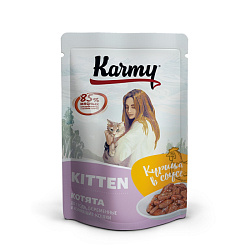 Karmy Kitten влажный корм для котят до 1 года, беременных и кормящих кошек c курицей в соусе 80гр