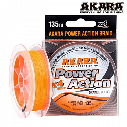 Шнур Akara Power Action X-4 135м Orange 0,16мм