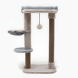 Когтеточка Изенгард 64*34*h104см (пушистый мех, джут) серая 82254сер