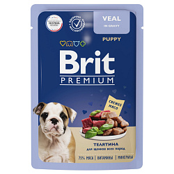 Brit Premium влажный корм для щенков с телятиной в соусе 85гр