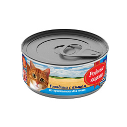 Родные корма консервы для кошек говядина с языком по-крестьянски 100гр