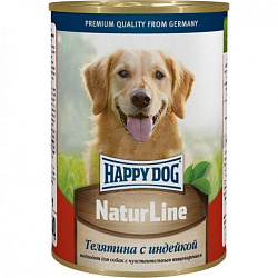 Happy Dog Natur Line консервы для собак взрослых с телятиной и индейкой 400гр