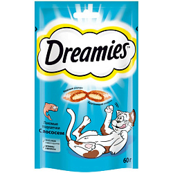 Dreamies лакомые подушечки лакомство для кошек с лососем 60гр