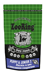 ZooRing Dog Puppy & Junior 2 корм сухой для щенков и юниоров всех пород лосось и рис с глюкозамином и хондроитином 2кг