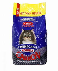 Сибирская Кошка Супер комкующийся наполнитель CARBON 5л 