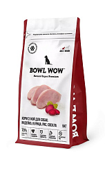 BOWL WOW корм сухой для собак взрослых средних пород с индейкой, курицей, рисом и свеклой 5кг