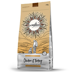Craftia Natura корм сухой для собак взрослых средних и крупных пород с курицей и индейкой 2кг